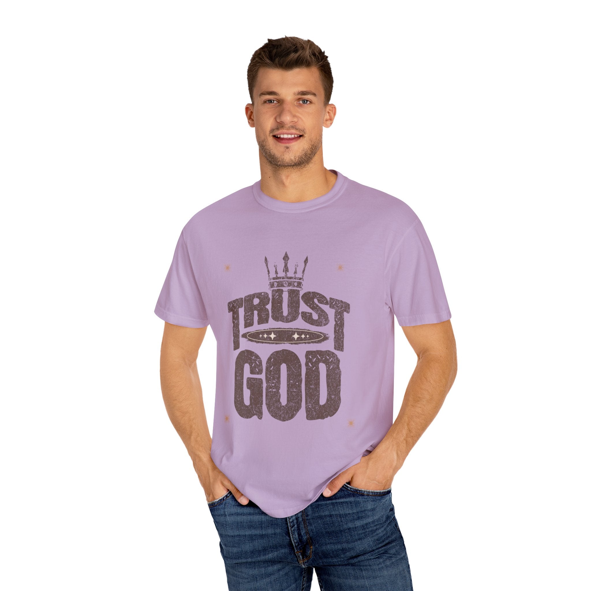 Trust God Unisex Garment-Dyed T-Shirt, Inspirational Tee, Faith-Based Apparel, Casual Wear, Christian Gift