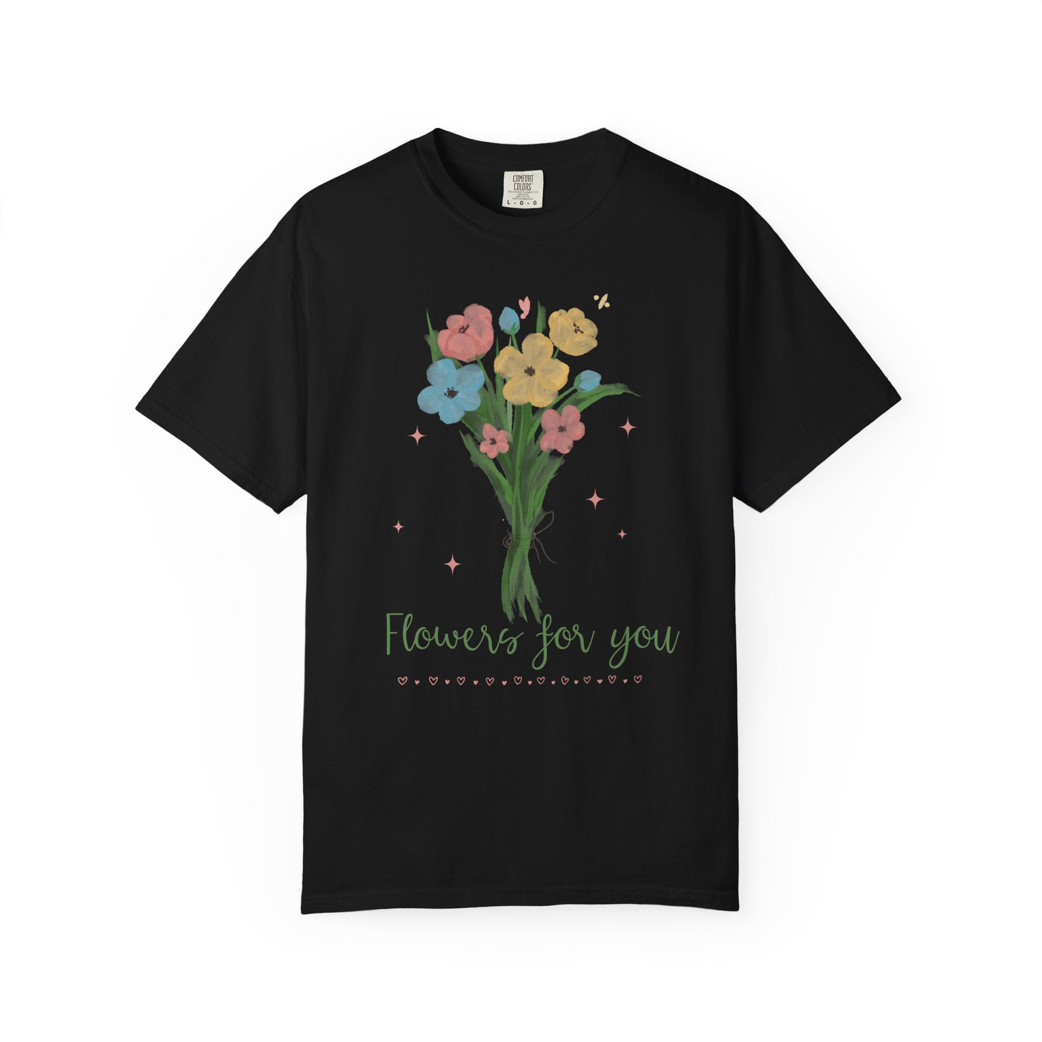 Flower Bouquet Unisex Garment-Dyed T-shirt, Spring Gift, Casual Wear, Floral Tee, Mother's Day Top, Gardening Shirt