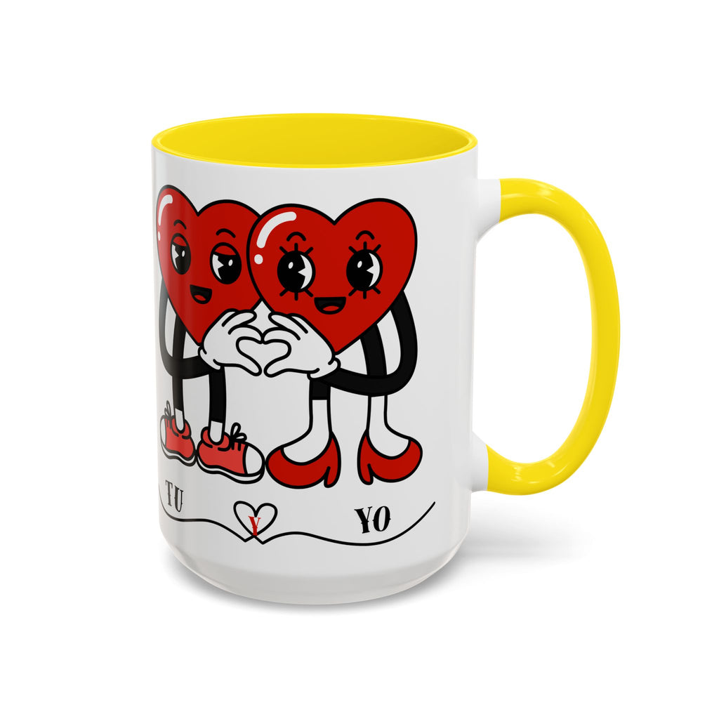 Valentine Heart Couple Coffee Mug – "Tu y Yo" Cute Romantic Accent Mug