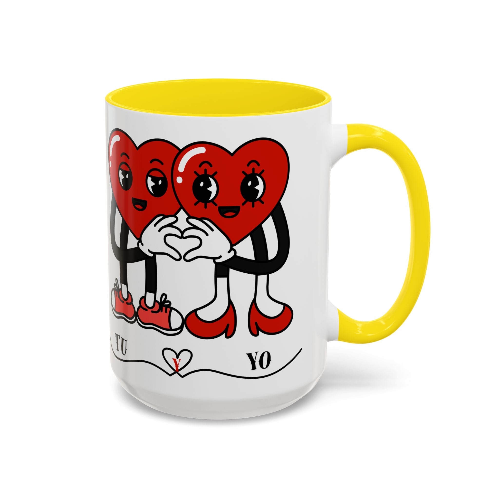 Valentine Heart Couple Coffee Mug – "Tu y Yo" Cute Romantic Accent Mug