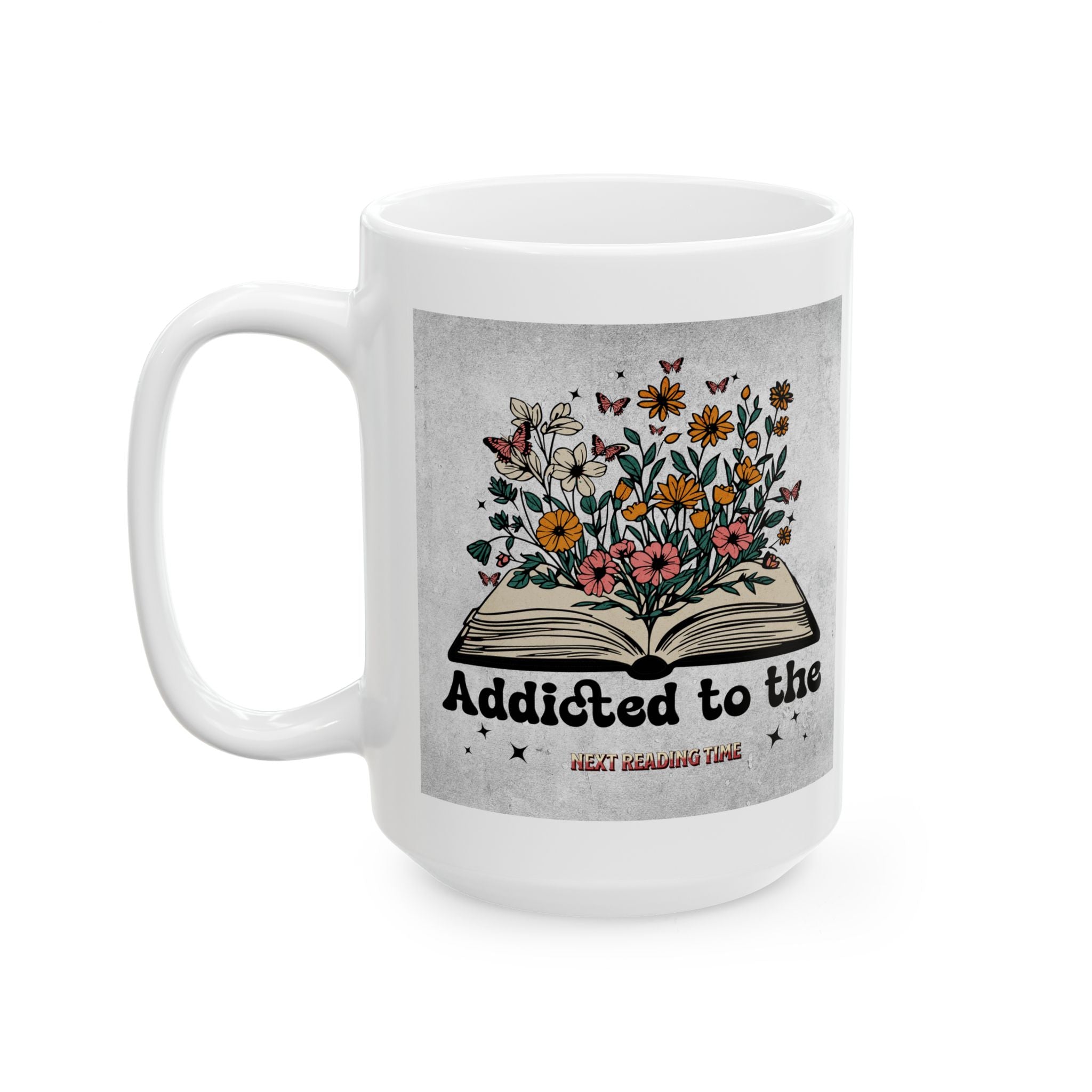 Literary Floral Ceramic Mug | Book Lover Gift, Coffee Cup, Reading Mug, Floral Decor, Literary Gift