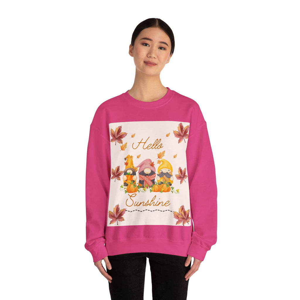 Hello Sunshine Fall Crewneck Sweatshirt, Cozy Autumn Apparel, Unisex Sweatshirt, Perfect for Thanksgiving, Gift for Nature Lovers