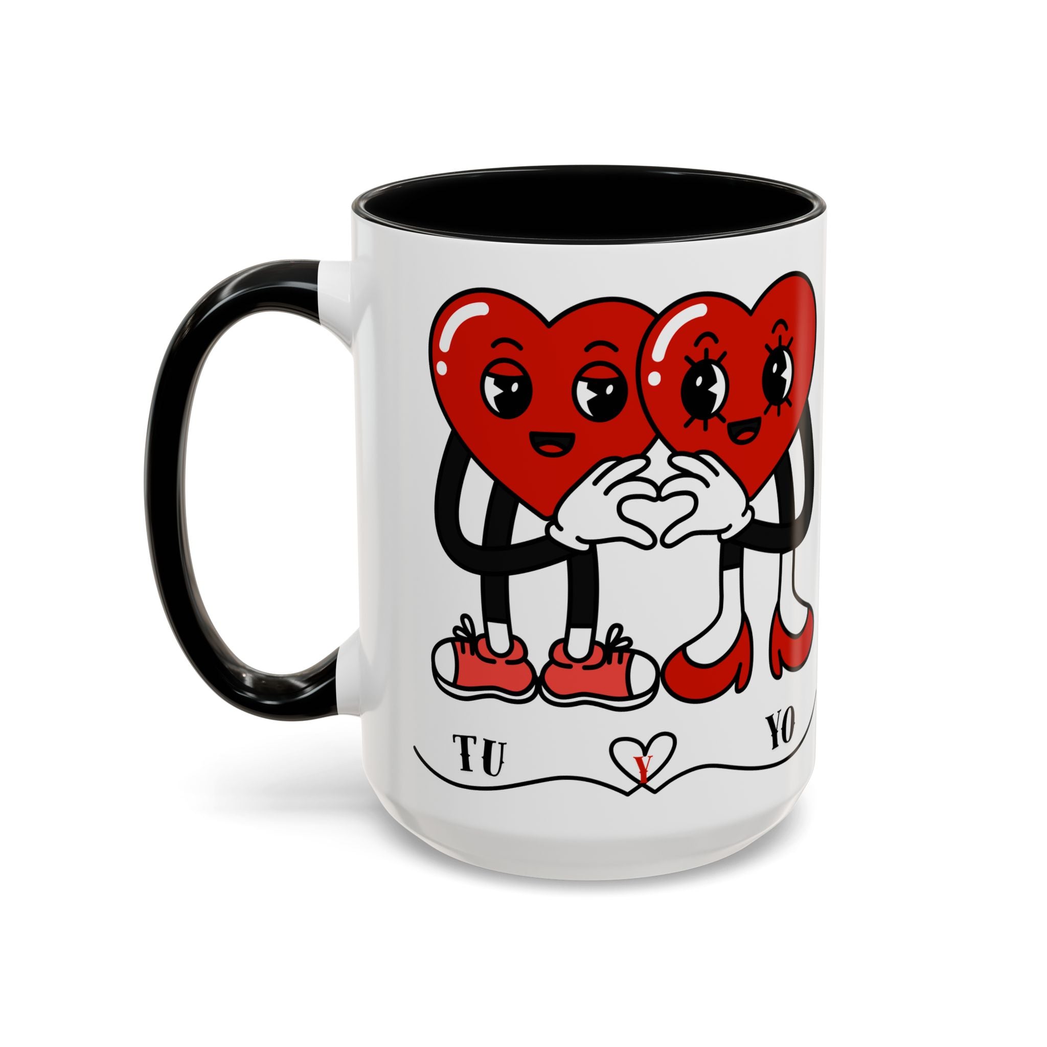Valentine Heart Couple Coffee Mug – "Tu y Yo" Cute Romantic Accent Mug