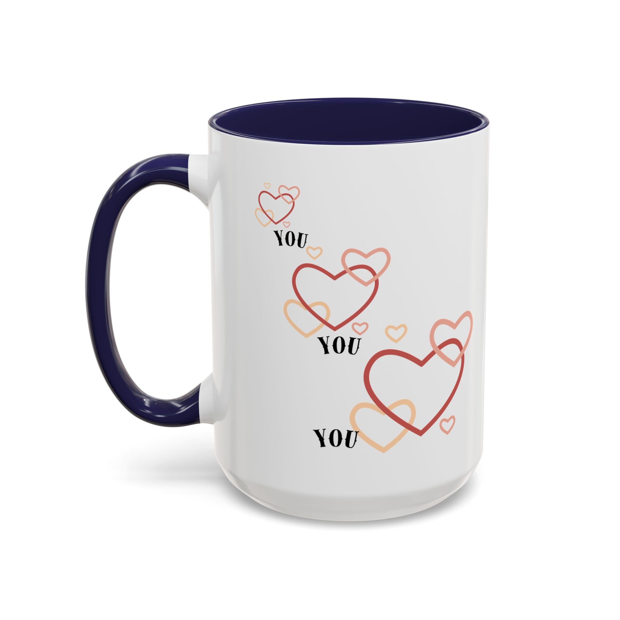 Love You Accent Coffee Mug, Valentine's Day Gift, Heart Mug, Cute Coffee Cup, Romantic Beverage Container