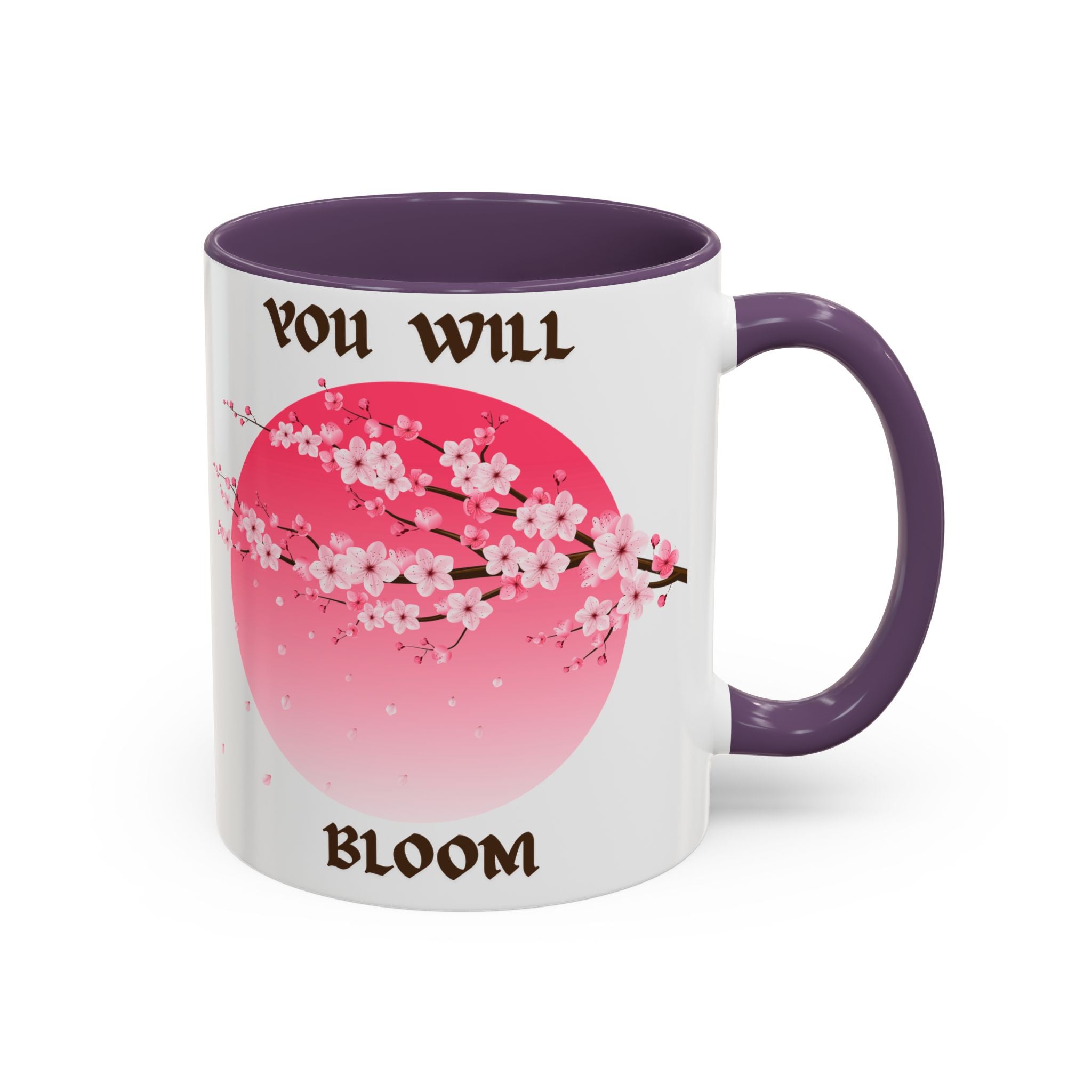 You Will Bloom Accent Coffee Mug — Cherry Blossom Inspirational 11/15oz