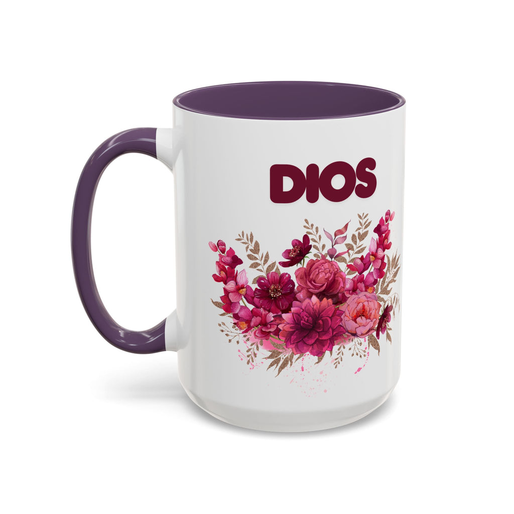 Dios Floral Accent Coffee Mug — 11/15oz Inspirational Christian Tea Cup