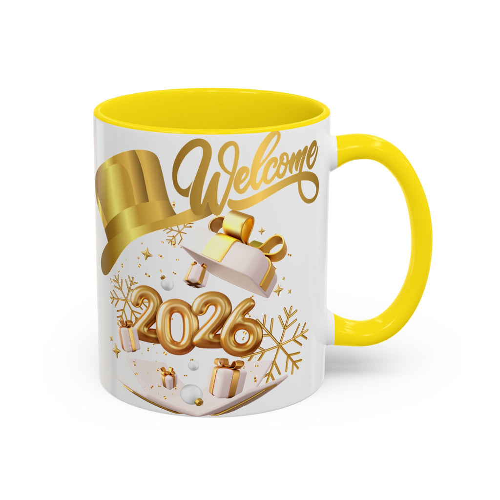2026 New Year Coffee Mug — "Welcome 2026" Gold Celebration Accent Mug