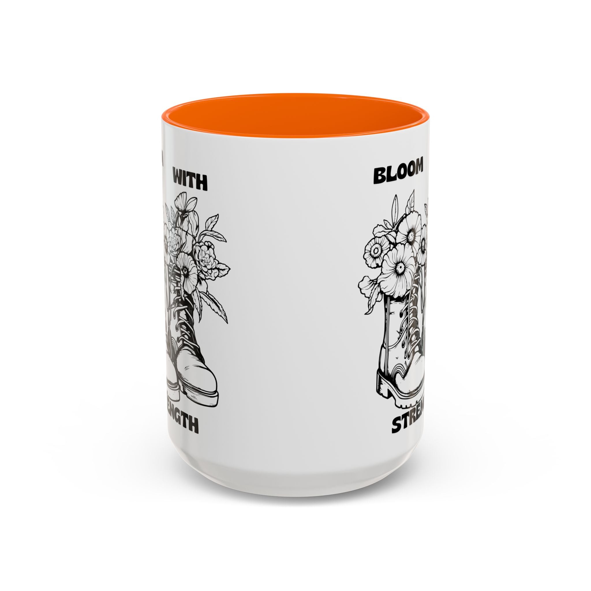 Bloom With Strength Coffee Mug — Floral Boots Inspirational Accent Mug (11/15oz)