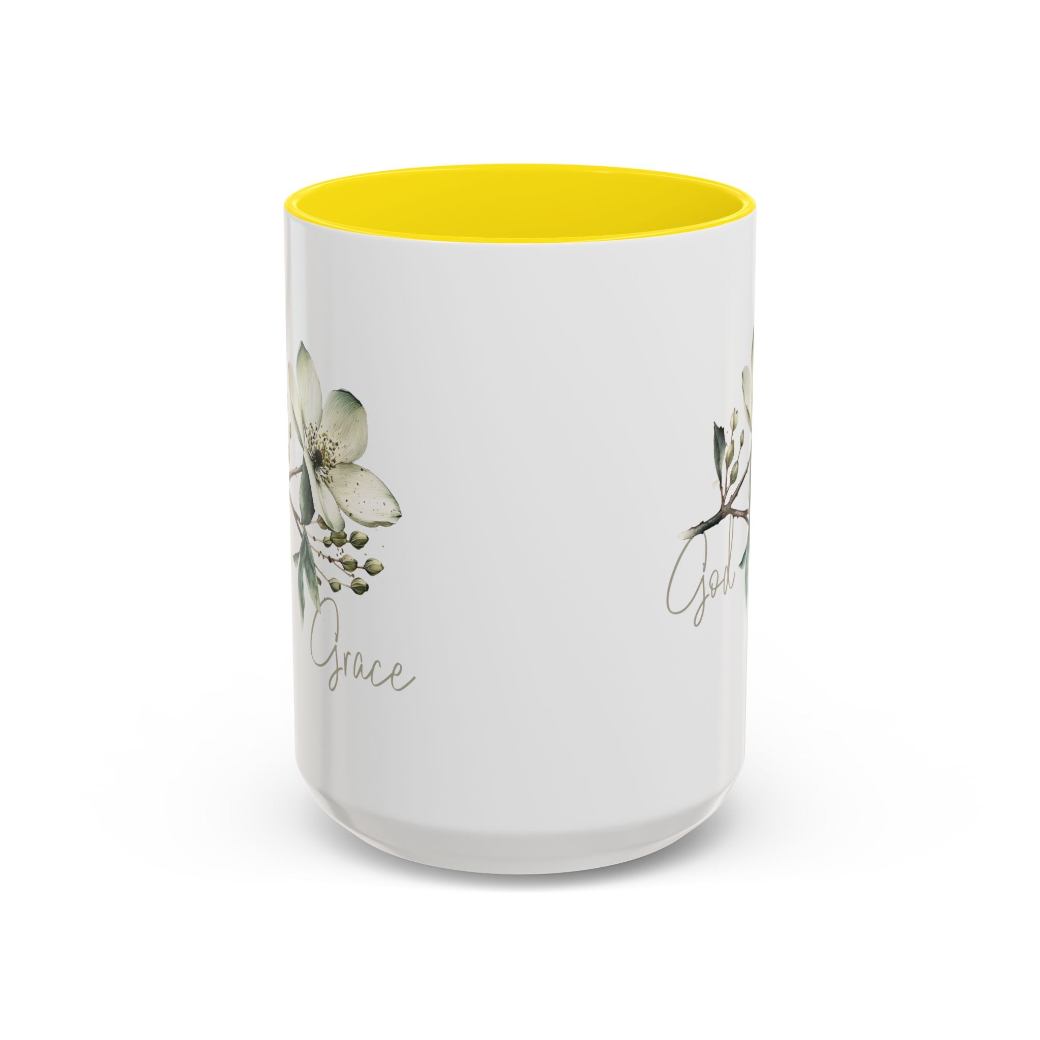 Floral Accent Coffee Mug | God Grace Gift, Nature-Inspired Tea Cup, Inspirational Drinkware for Home, Office, Mother's Day