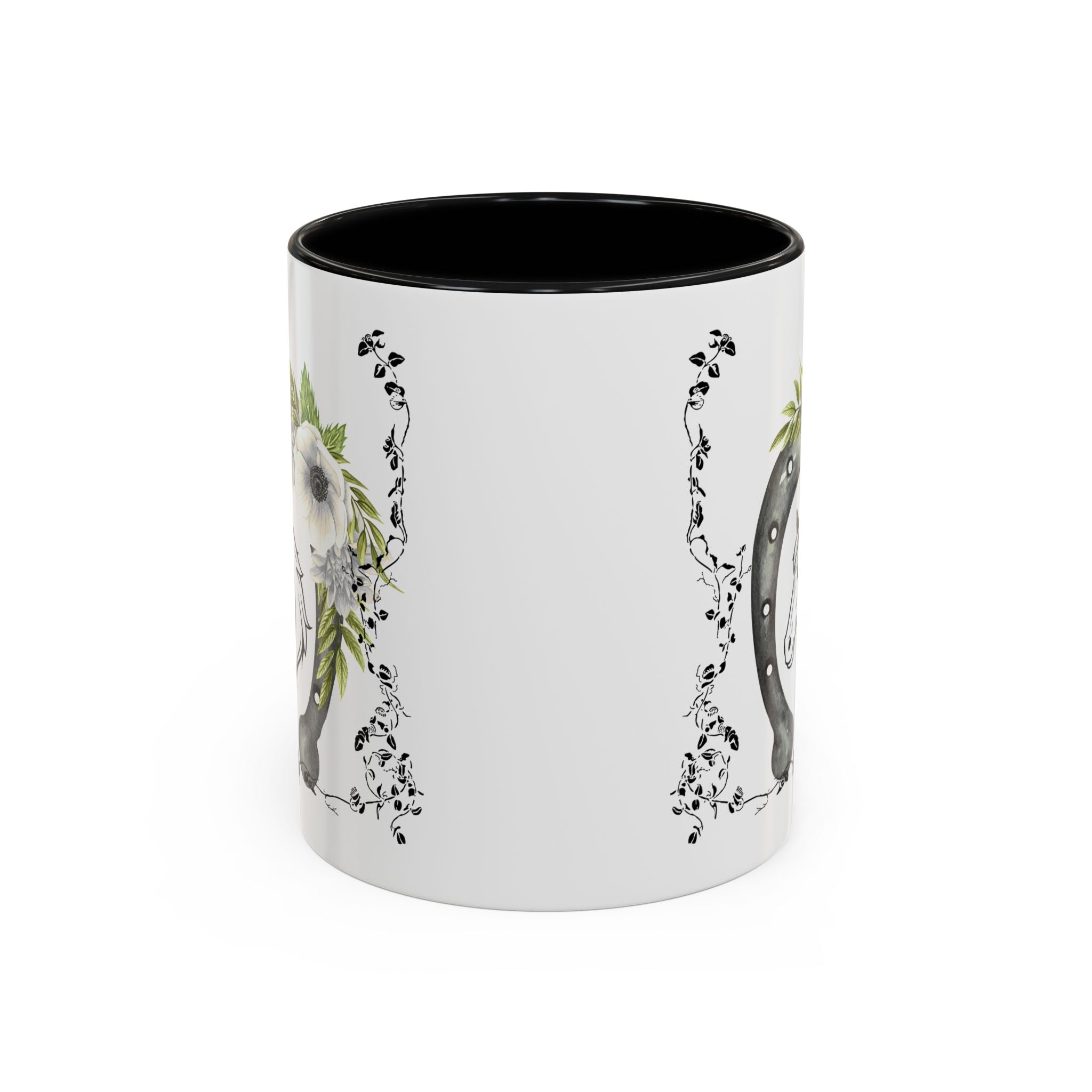 Personalized Floral Horseshoe Mug - Unique Gift for Horse Lovers, Cowgirl Theme, Farmhouse Decor, Wedding Favors, Custom Name Mug