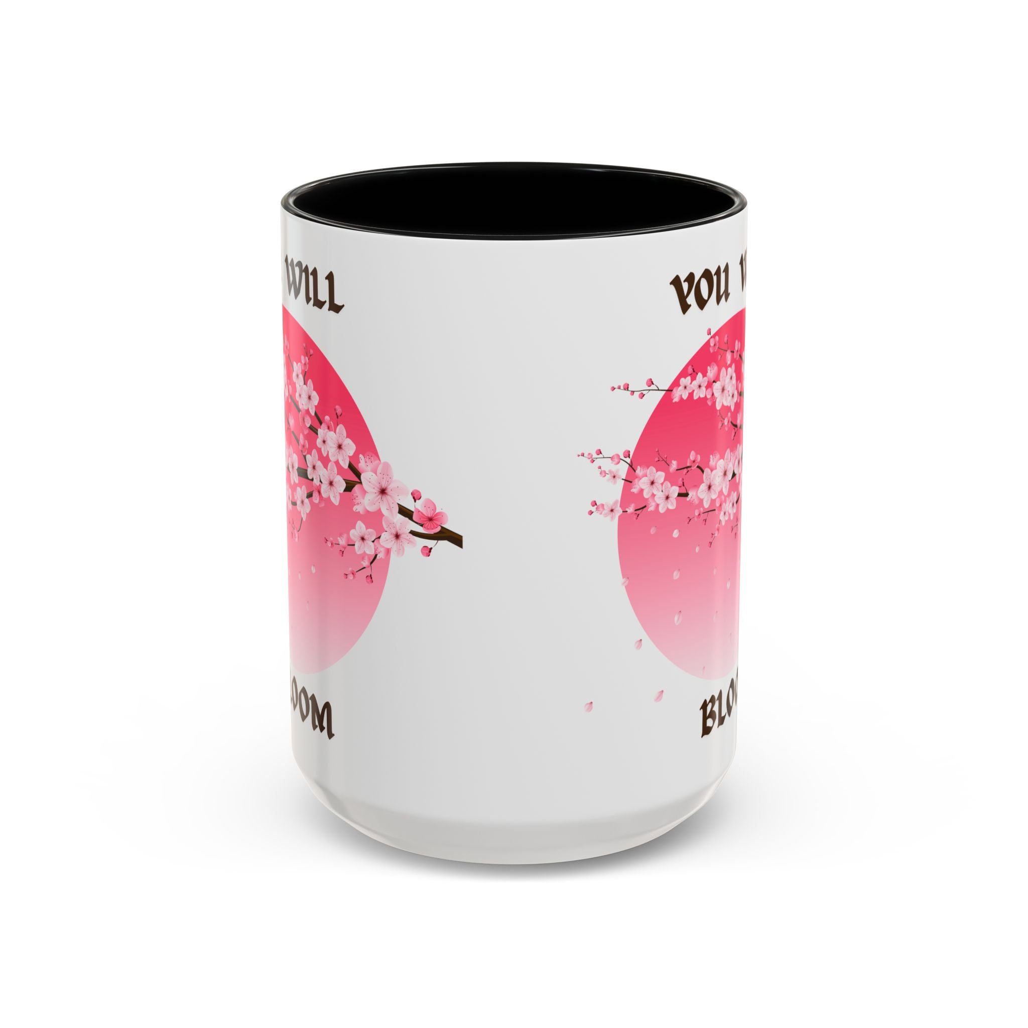 You Will Bloom Accent Coffee Mug — Cherry Blossom Inspirational 11/15oz