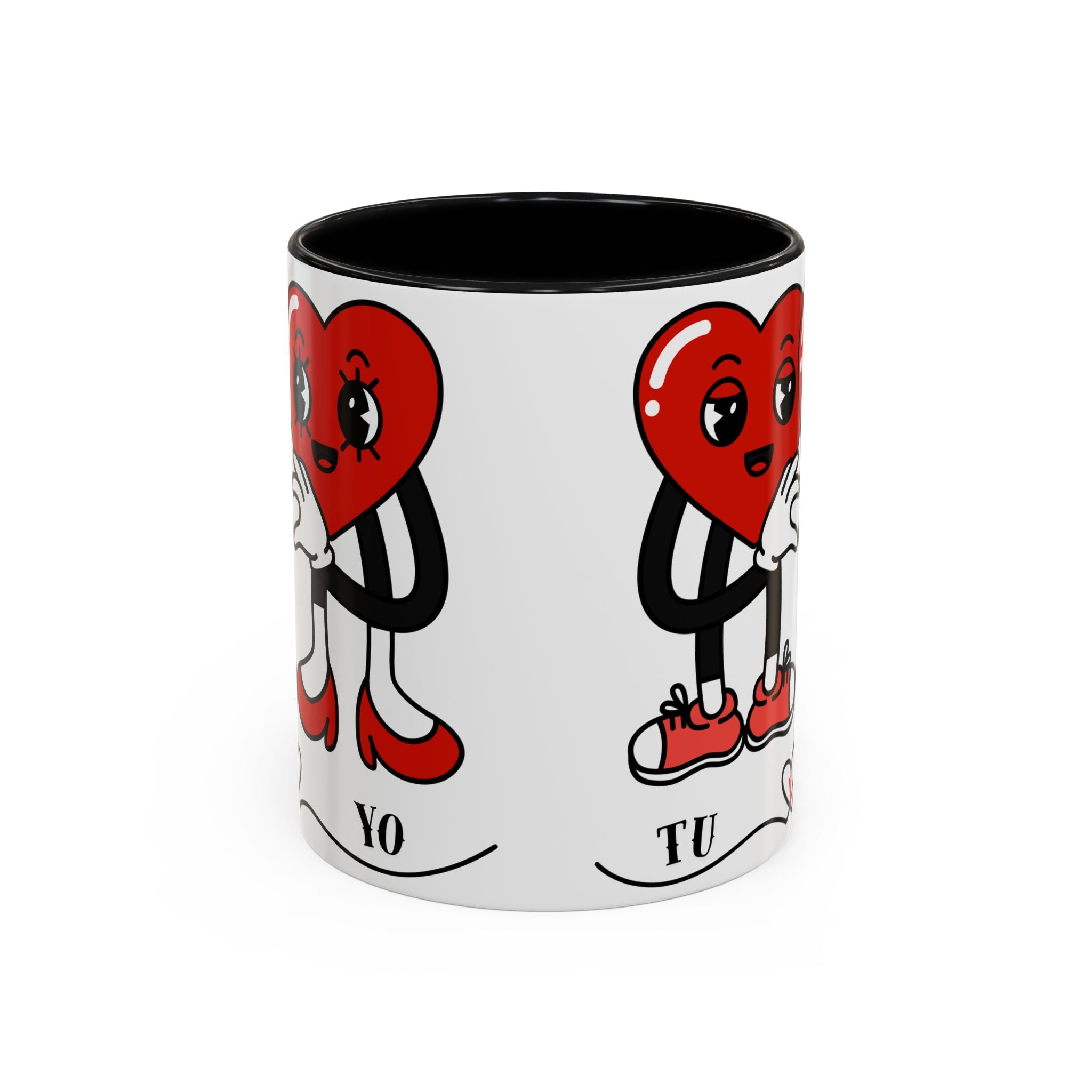 Valentine Heart Couple Coffee Mug – "Tu y Yo" Cute Romantic Accent Mug