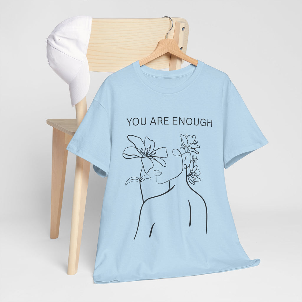 Inspirational Floral Tee, Unisex Heavy Cotton T-Shirt with 'You Are Enough' Design, Motivational Gift, Self-Love Apparel, Positive [...]