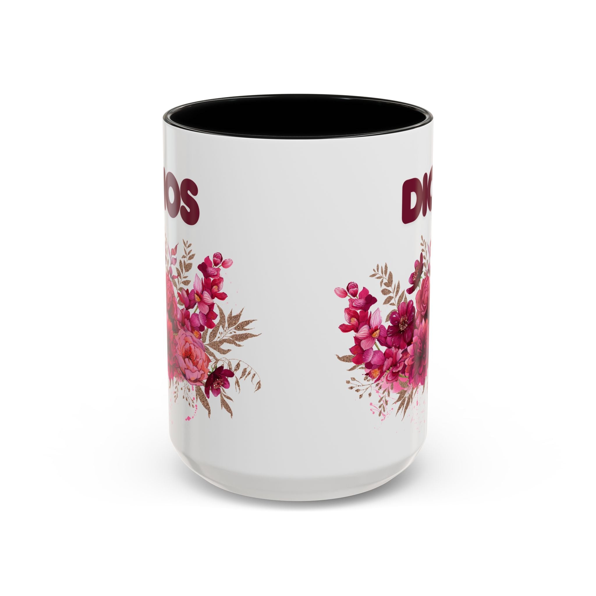 Dios Floral Accent Coffee Mug — 11/15oz Inspirational Christian Tea Cup