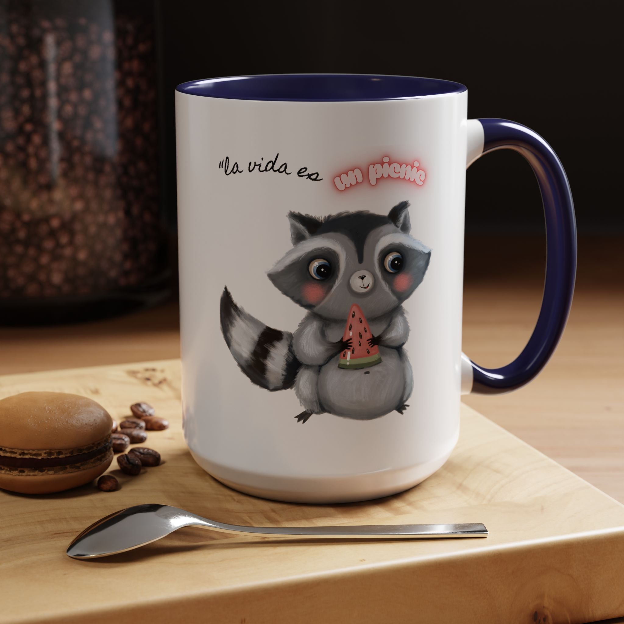 Raccoon-Themed Accent Coffee Mug | Cute Animal Mug for Home, Gift for Coffee Lovers, Nature Lovers, Birthday, Celebrate Life