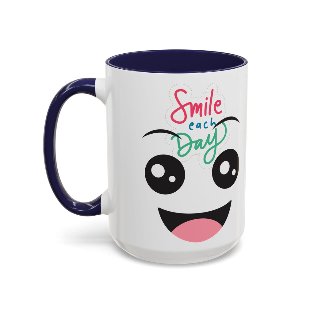 Smile Each Day Coffee Mug — Cute Cartoon Face Accent Mug (11/15oz)