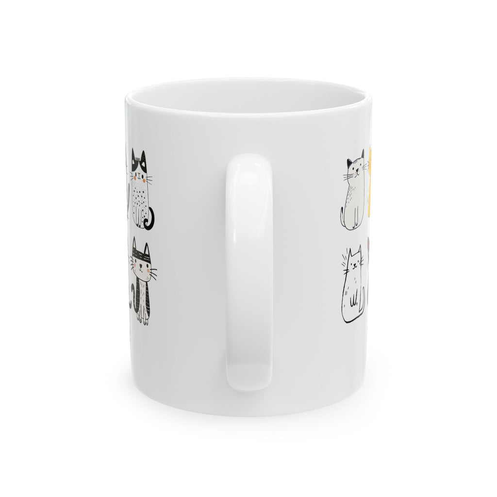 Cute Cat Ceramic Mug - Perfect Gift for Cat Lovers, Unique Coffee Cup, Animal Lover Mug, Fun Cat Illustration, Birthday Gift