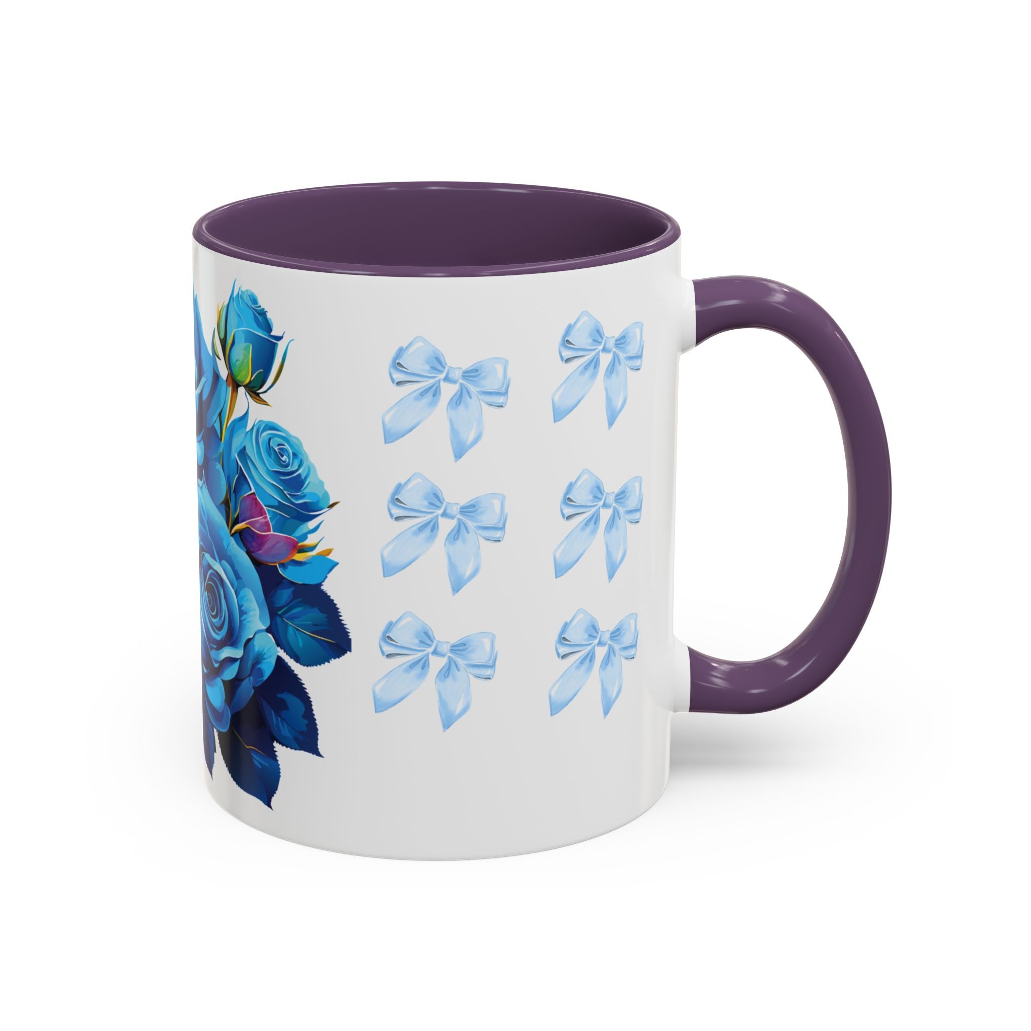 Blue Rose Accent Coffee Mug – Floral Bouquet Design (11/15 oz)