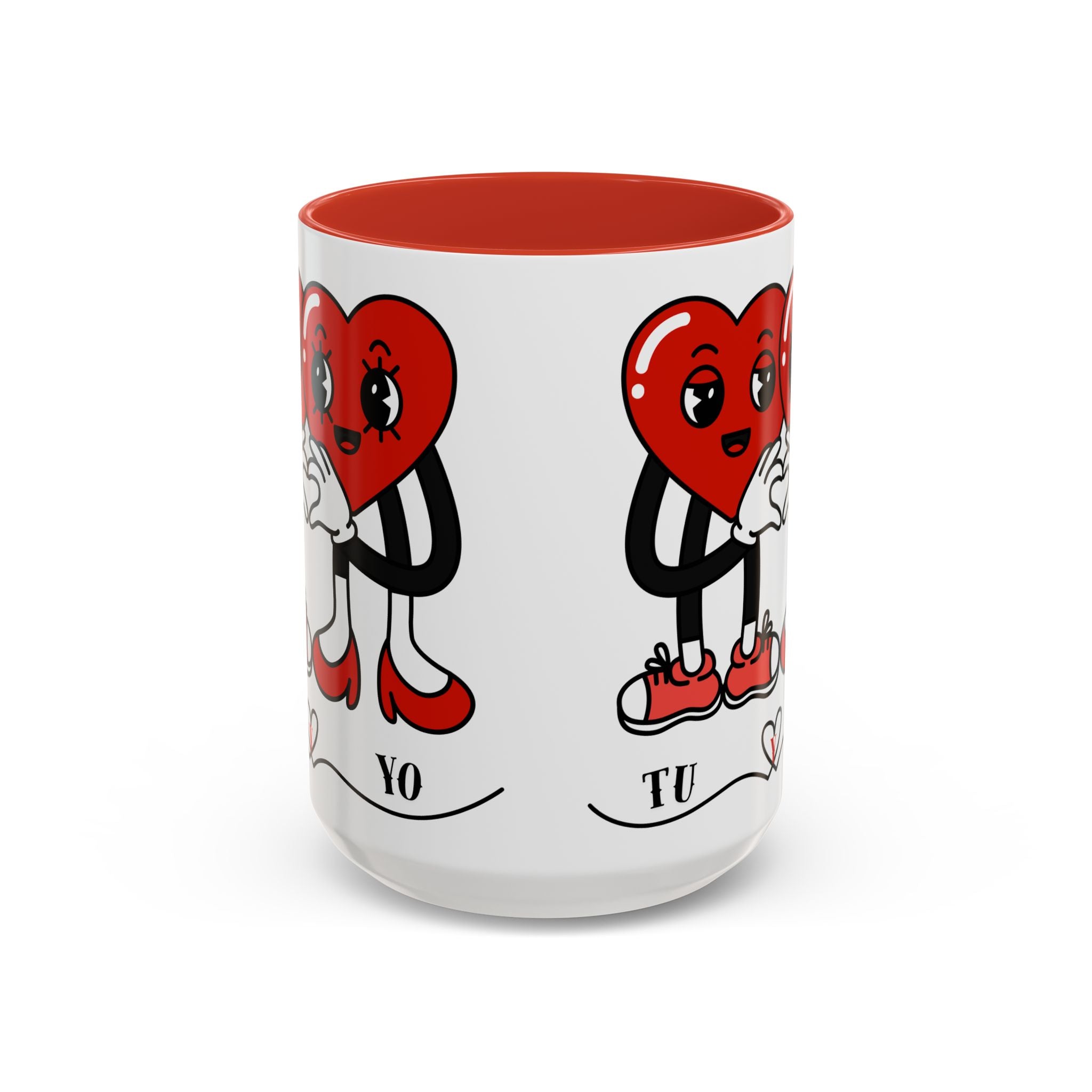 Valentine Heart Couple Coffee Mug – "Tu y Yo" Cute Romantic Accent Mug