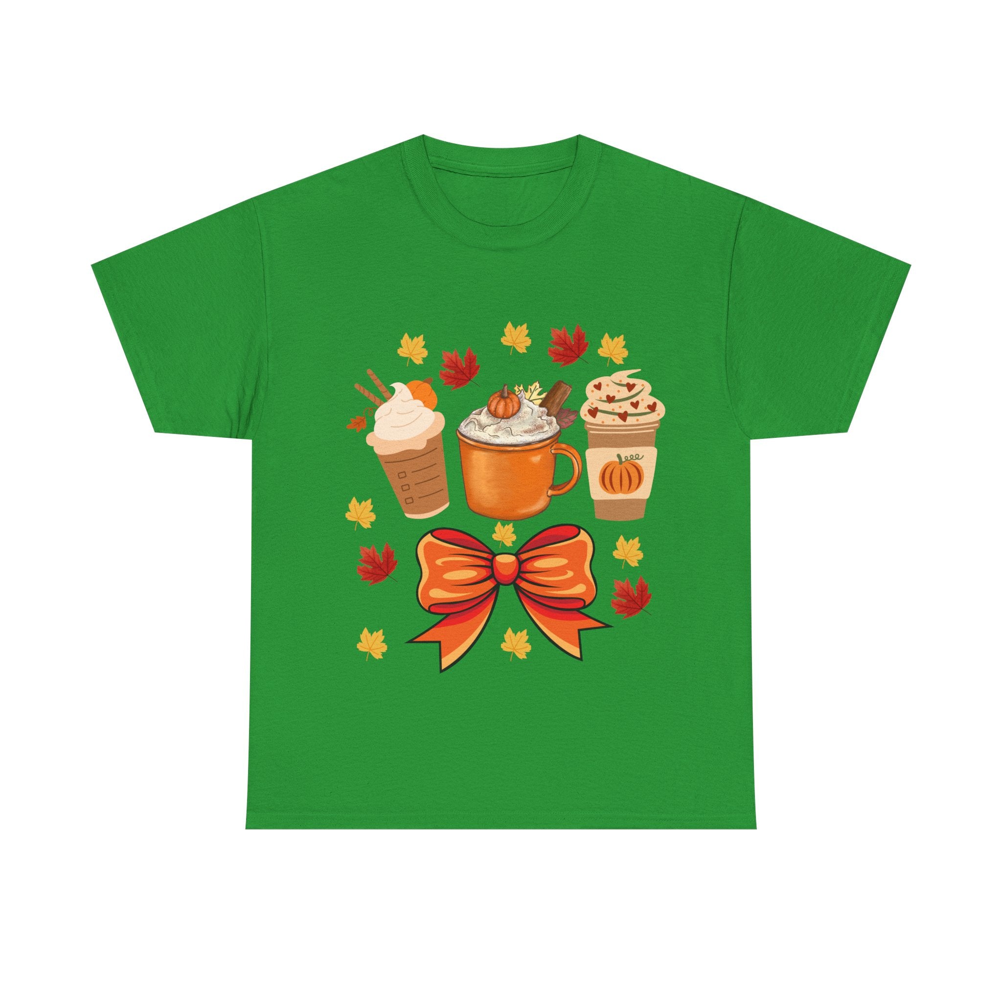 Fall-Themed Unisex Heavy Cotton Tee, Autumn Shirt, Pumpkin Spice Tee, Cozy Fall Apparel, Coffee Lover T-shirt