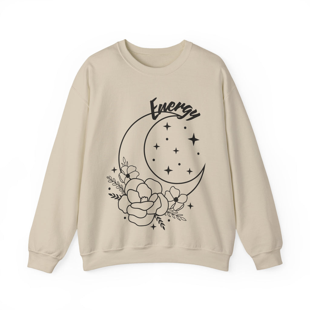 Celestial Energy Sweatshirt, Moon and Flowers Crewneck, Cozy Unisex Top, Astrology Gift, Spiritual Apparel, Birthday Gift, Everyday Wear