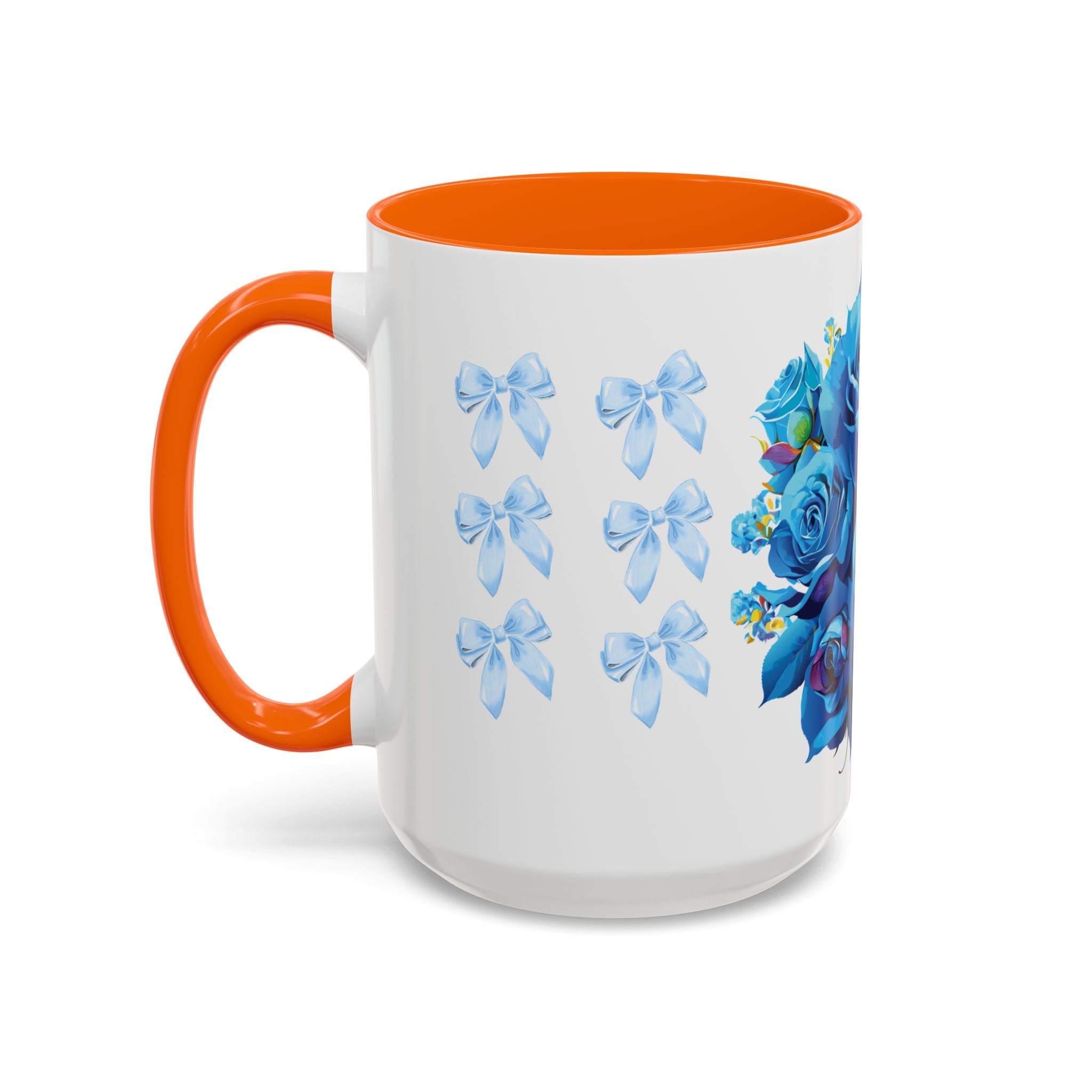 Blue Rose Accent Coffee Mug – Floral Bouquet Design (11/15 oz)
