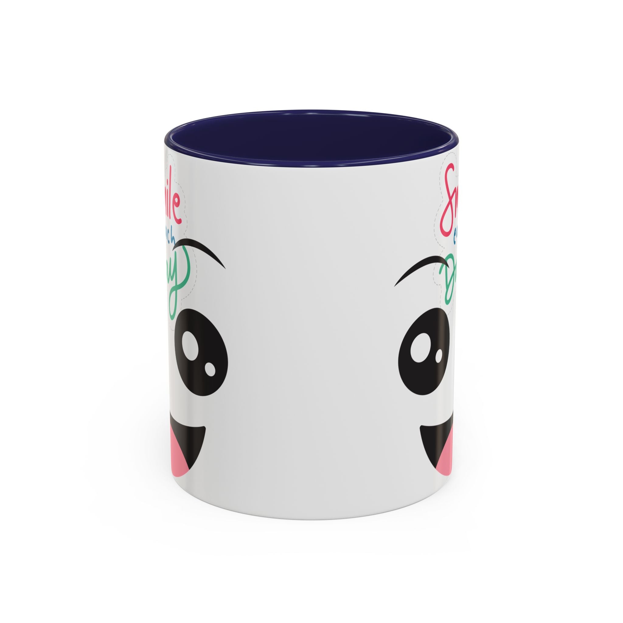 Smile Each Day Coffee Mug — Cute Cartoon Face Accent Mug (11/15oz)