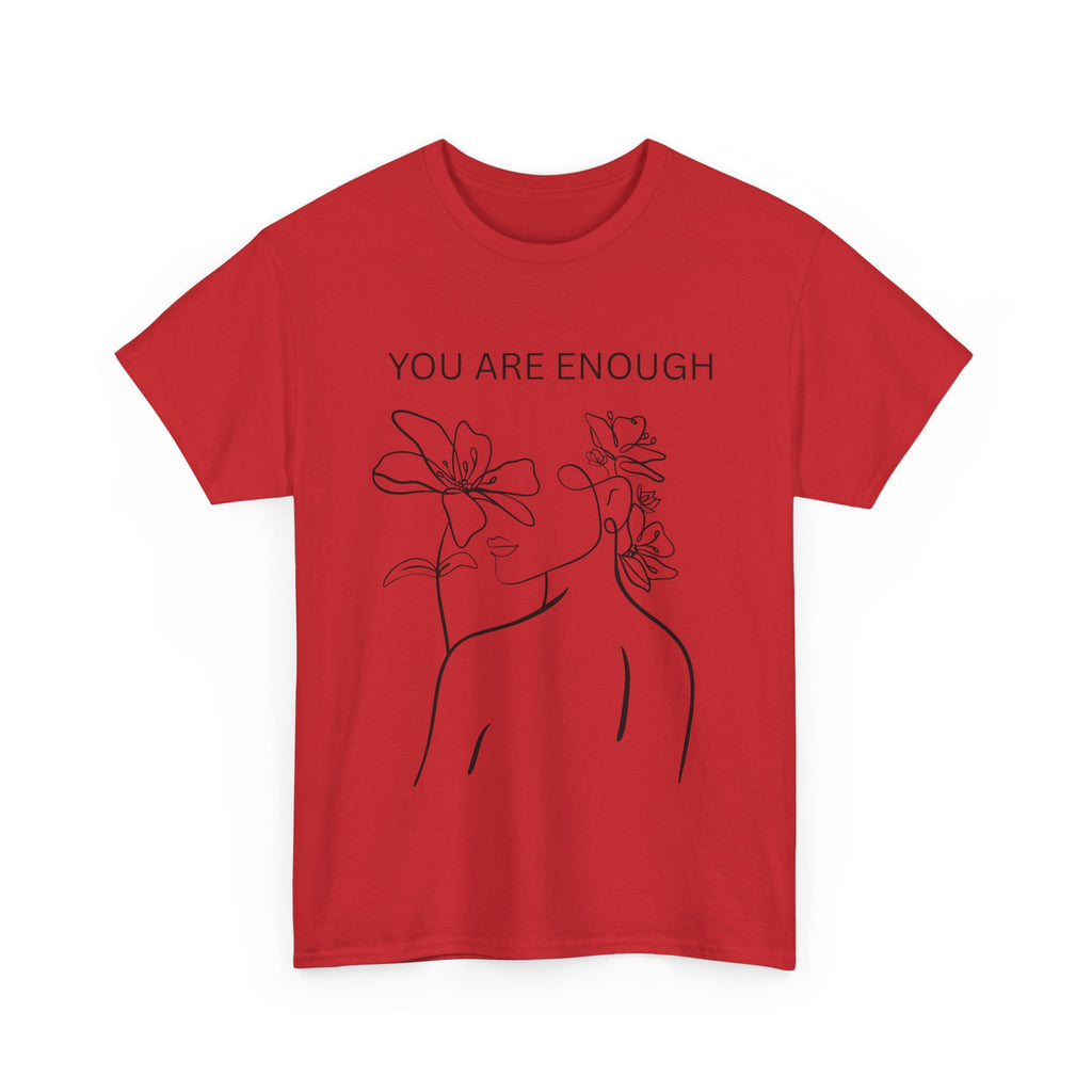 Inspirational Floral Tee, Unisex Heavy Cotton T-Shirt with 'You Are Enough' Design, Motivational Gift, Self-Love Apparel, Positive [...]