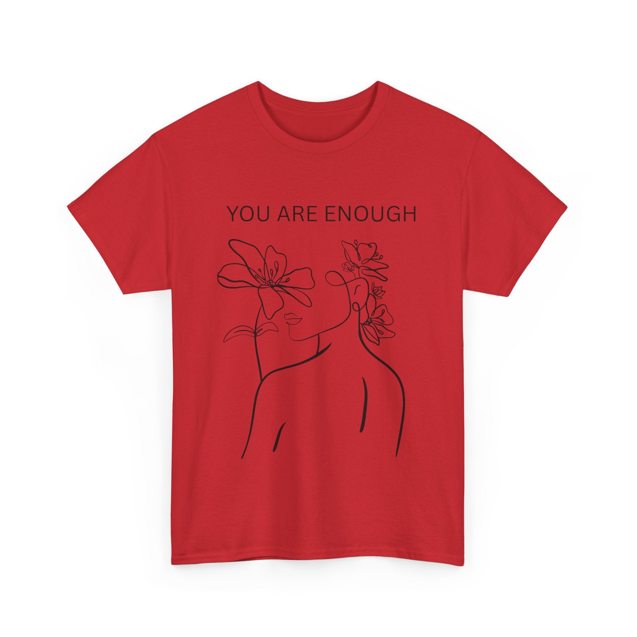 Inspirational Floral Tee, Unisex Heavy Cotton T-Shirt with 'You Are Enough' Design, Motivational Gift, Self-Love Apparel, Positive [...]