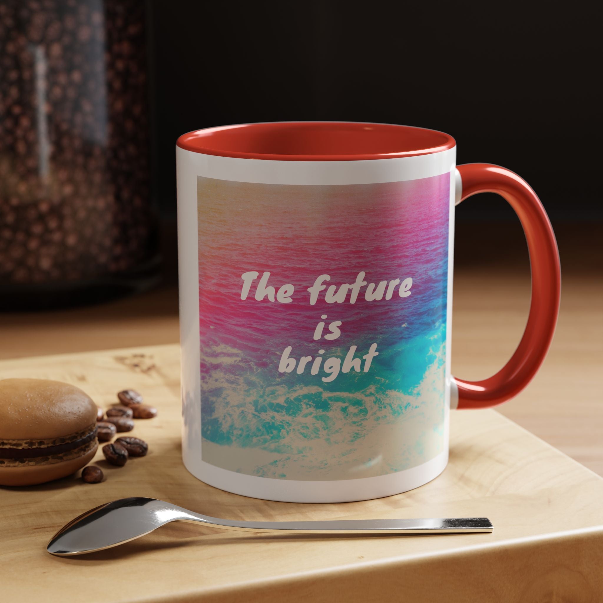 Ocean Background Future Is Bright Accent Coffee Mug (11, 15oz)