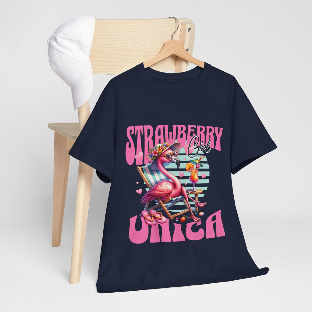 Strawberry Girl Unisex Heavy Cotton Tee - Summer Vibes T-Shirt