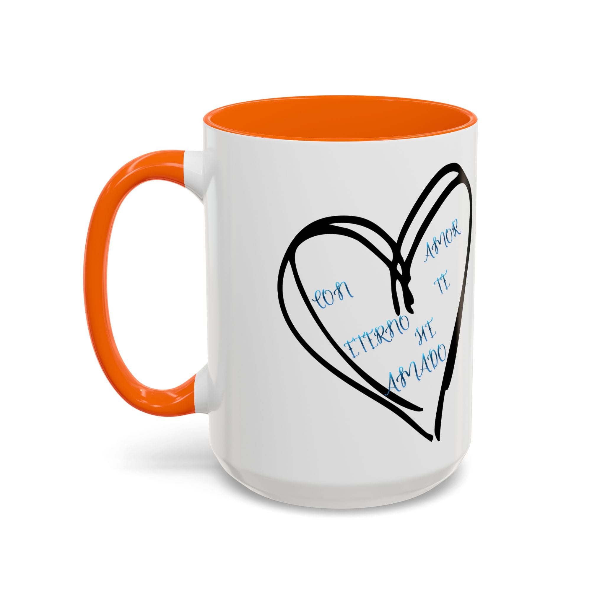 Coffee Mug - Hand-Drawn Heart with Spanish 'Por Amor Te He Amado' Accent