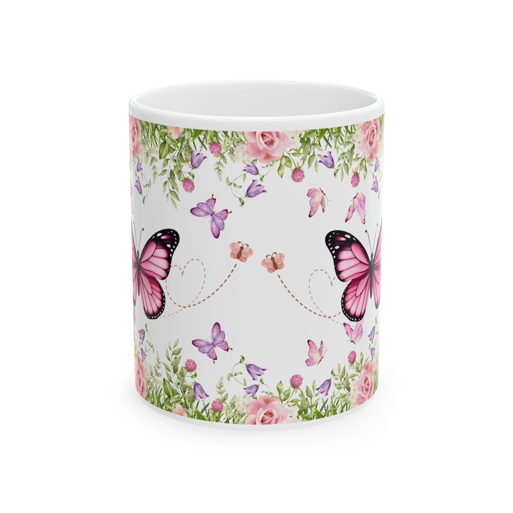 Floral Butterfly Ceramic Mug - Elegant Gift for Nature Lovers, Tea & Coffee Mug, Spring Decor, Birthday Gift, Home & Kitchen