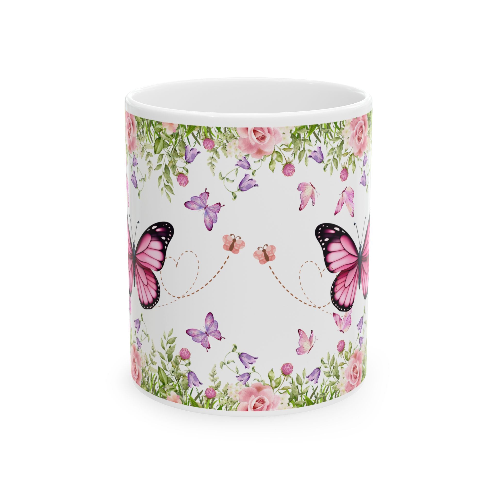 Floral Butterfly Ceramic Mug - Elegant Gift for Nature Lovers, Tea & Coffee Mug, Spring Decor, Birthday Gift, Home & Kitchen