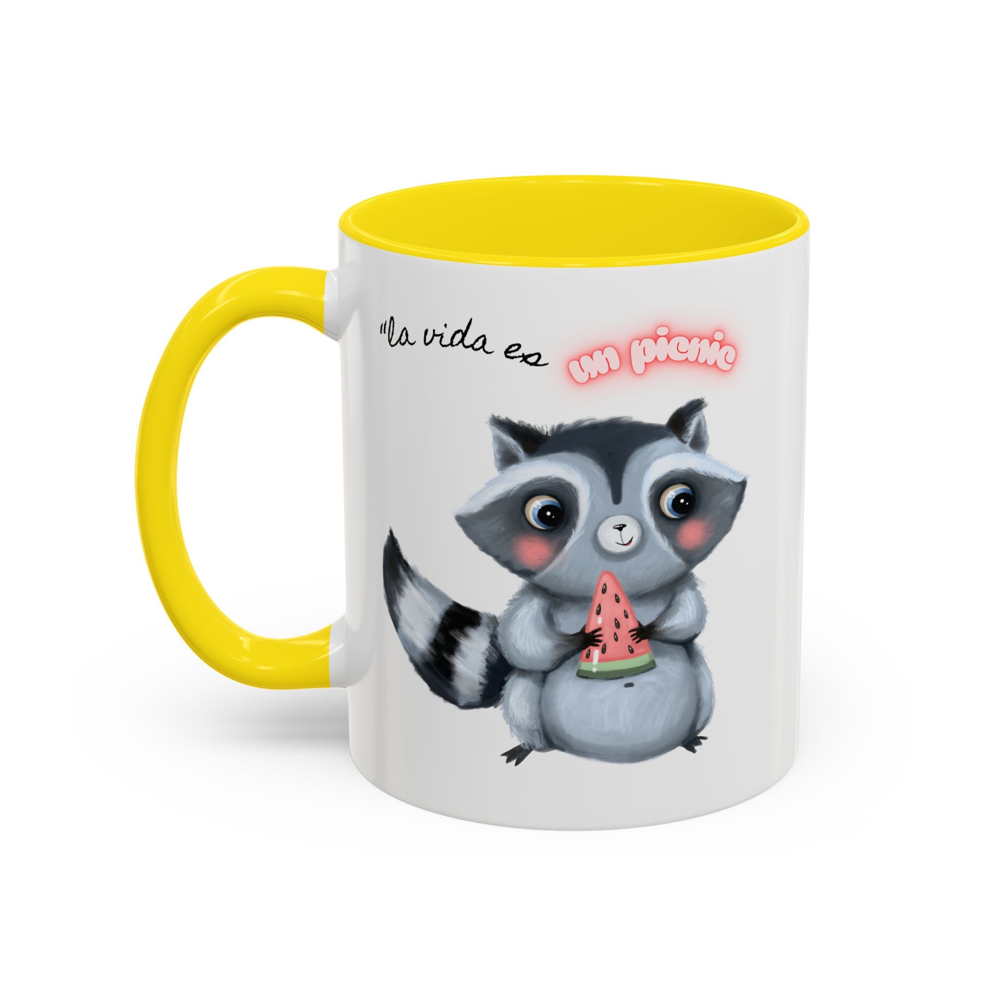 Raccoon-Themed Accent Coffee Mug | Cute Animal Mug for Home, Gift for Coffee Lovers, Nature Lovers, Birthday, Celebrate Life