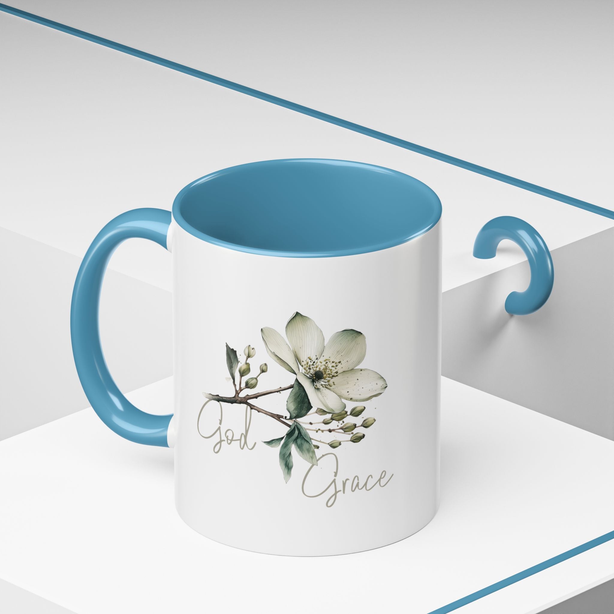 Floral Accent Coffee Mug | God Grace Gift, Nature-Inspired Tea Cup, Inspirational Drinkware for Home, Office, Mother's Day