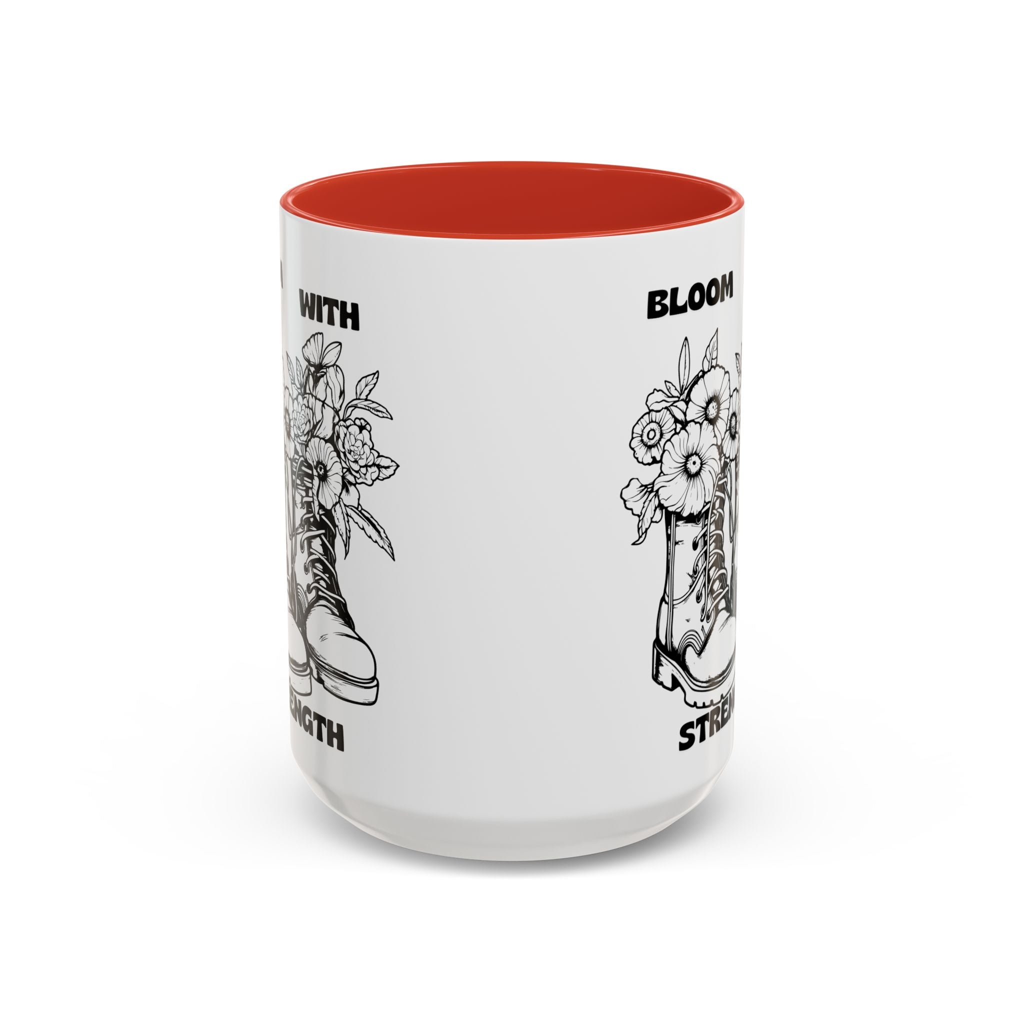 Bloom With Strength Coffee Mug — Floral Boots Inspirational Accent Mug (11/15oz)