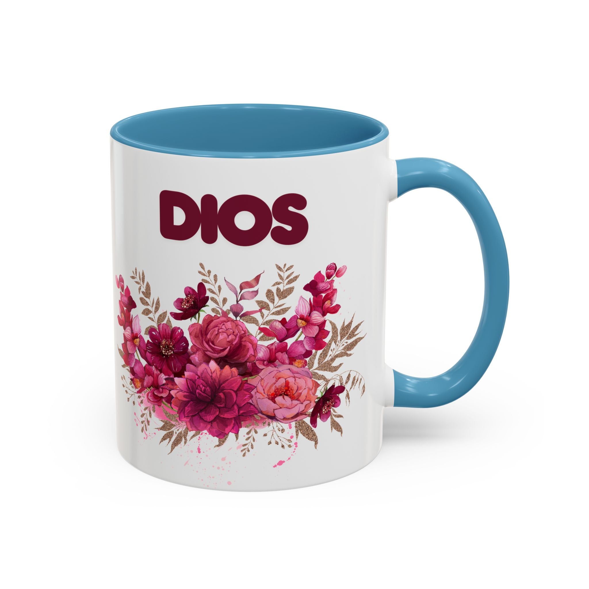 Dios Floral Accent Coffee Mug — 11/15oz Inspirational Christian Tea Cup