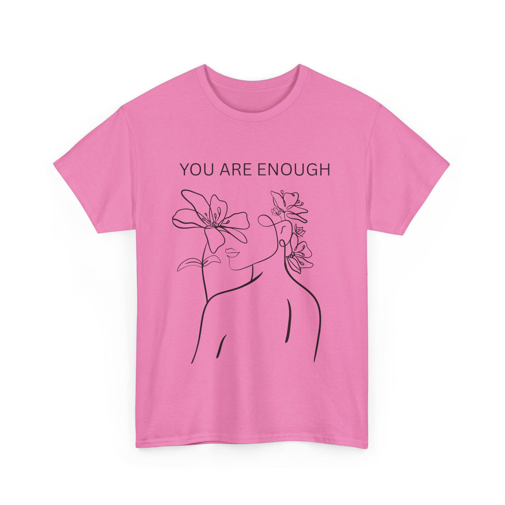 Inspirational Floral Tee, Unisex Heavy Cotton T-Shirt with 'You Are Enough' Design, Motivational Gift, Self-Love Apparel, Positive [...]
