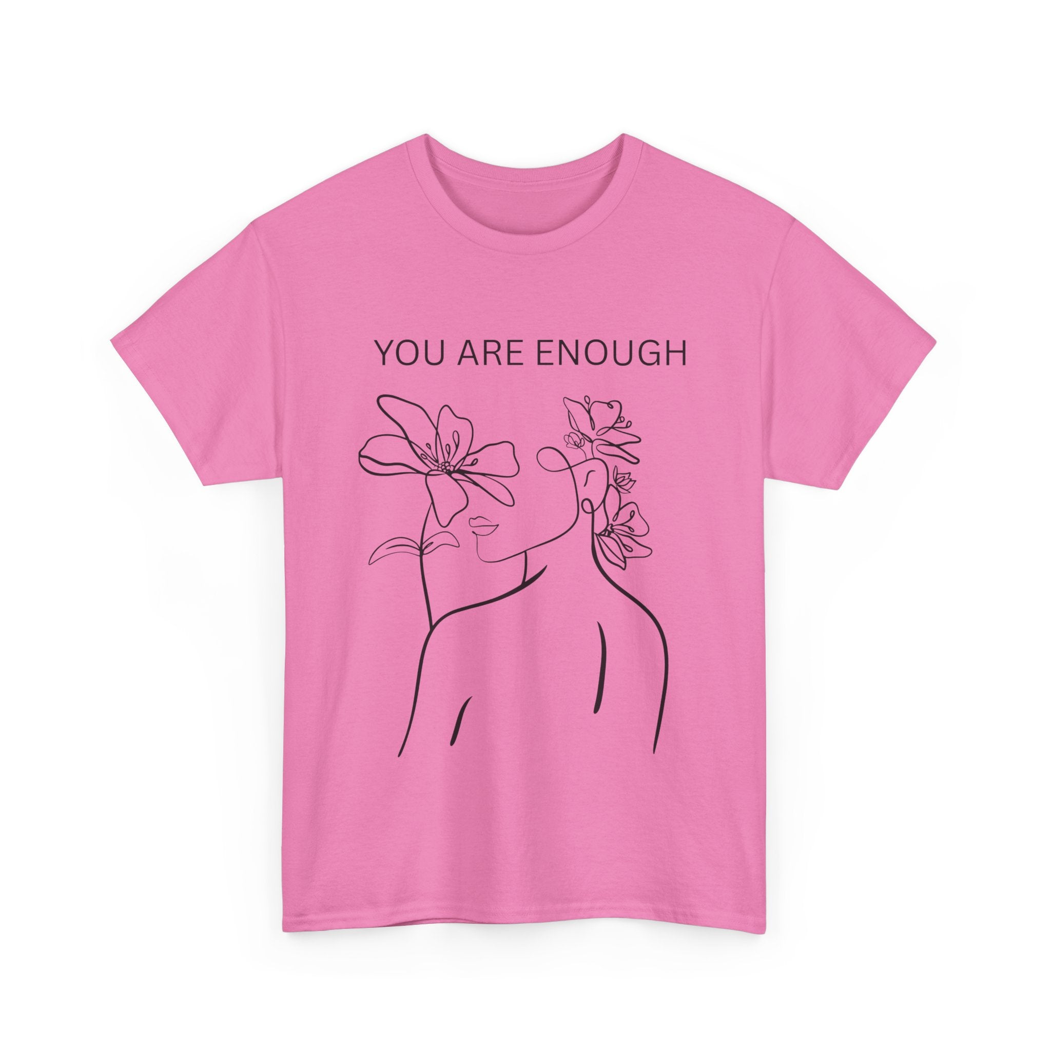 Inspirational Floral Tee, Unisex Heavy Cotton T-Shirt with 'You Are Enough' Design, Motivational Gift, Self-Love Apparel, Positive [...]
