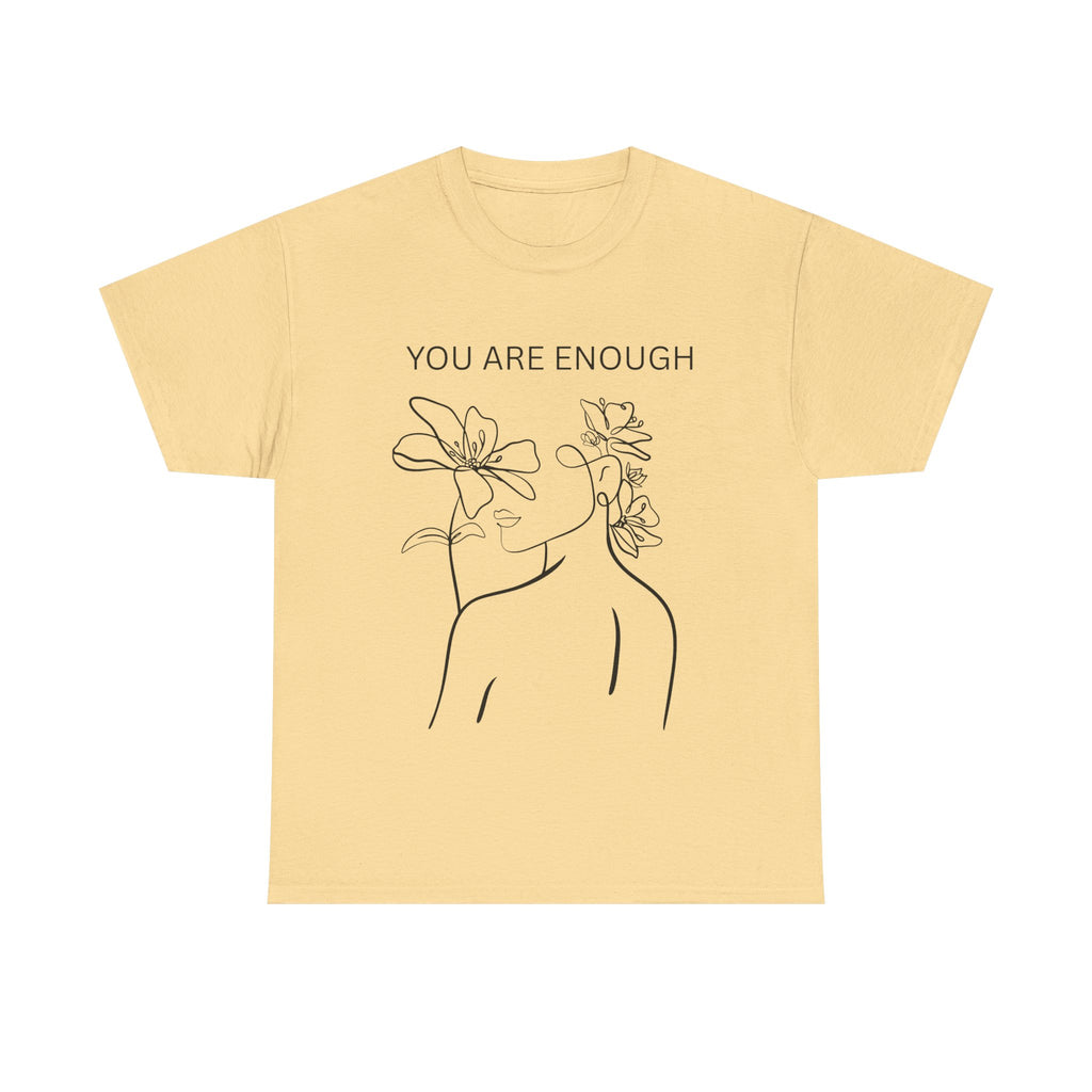 Inspirational Floral Tee, Unisex Heavy Cotton T-Shirt with 'You Are Enough' Design, Motivational Gift, Self-Love Apparel, Positive [...]