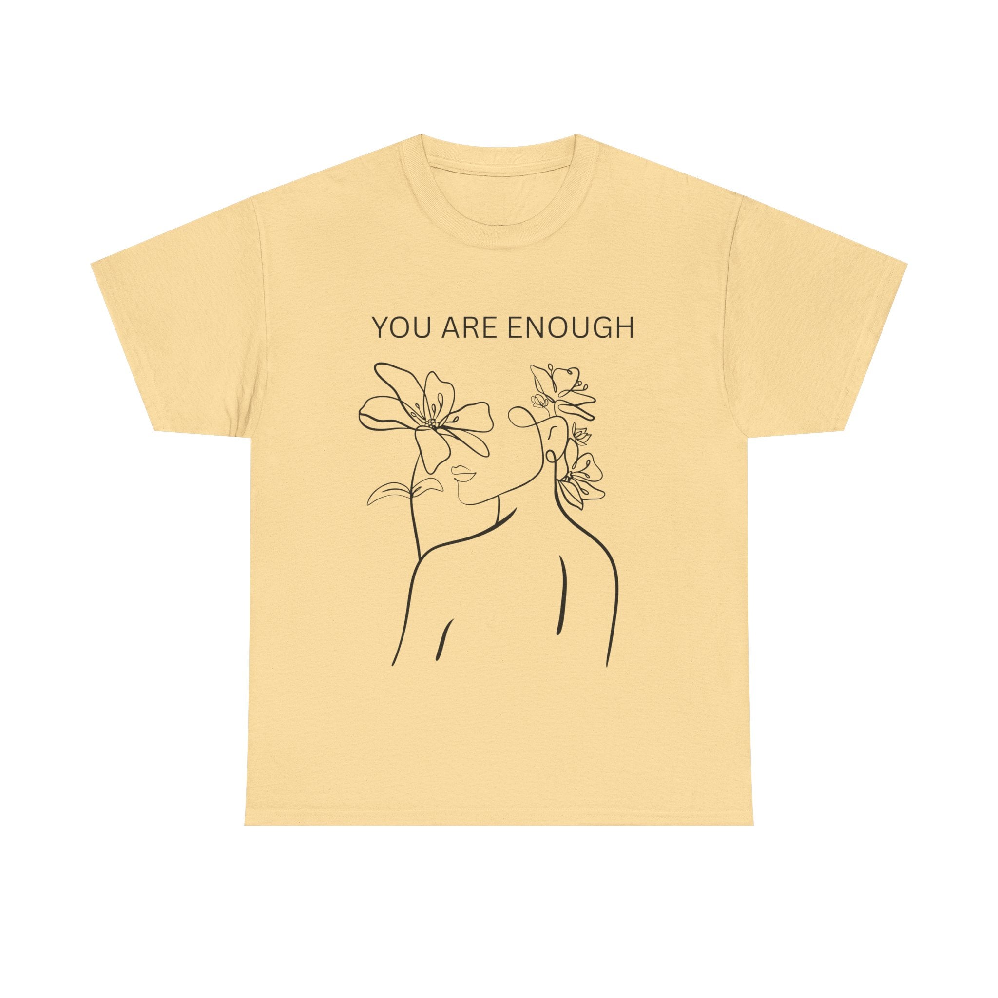 Inspirational Floral Tee, Unisex Heavy Cotton T-Shirt with 'You Are Enough' Design, Motivational Gift, Self-Love Apparel, Positive [...]