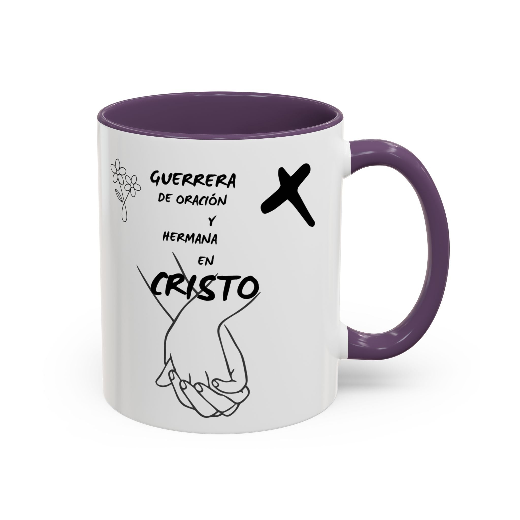 Christian Prayer Warrior Mug — "Guerrera de Oración y Hermana en Cristo" Accent Coffee Cup (11/15oz)