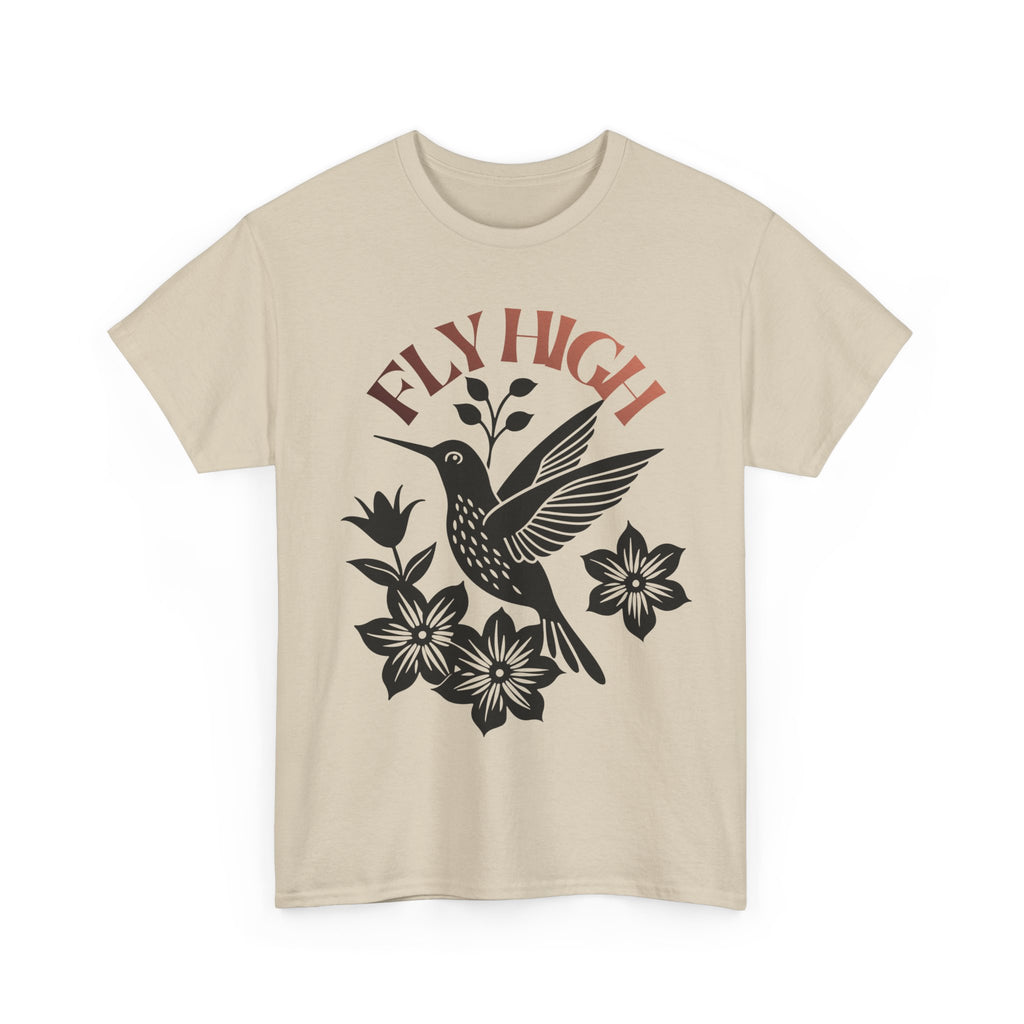 Fly High Hummingbird T-Shirt — Floral Retro Nature Tee
