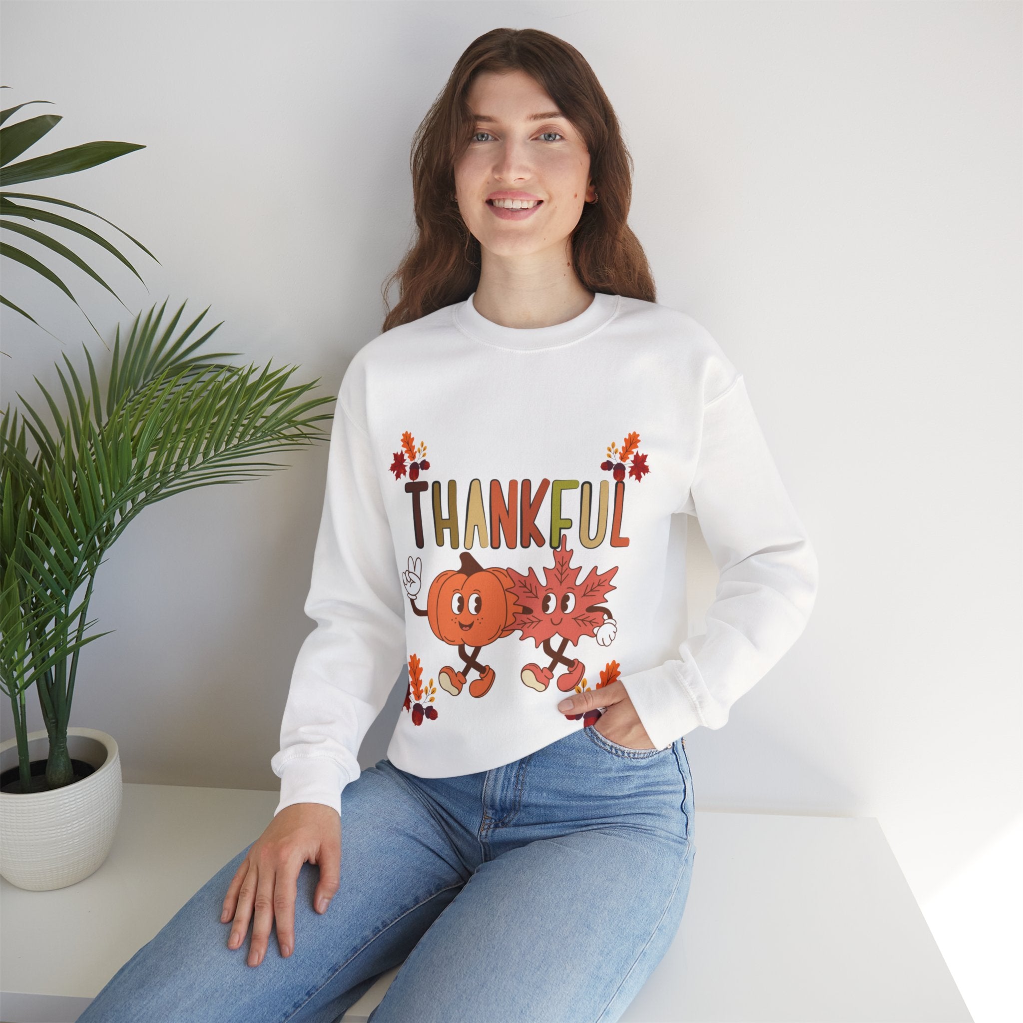 Thankful Autumn Crewneck Sweatshirt, Cozy Fall Sweater, Unisex Sweatshirt, Thanksgiving Gift, Cute Seasonal Apparel