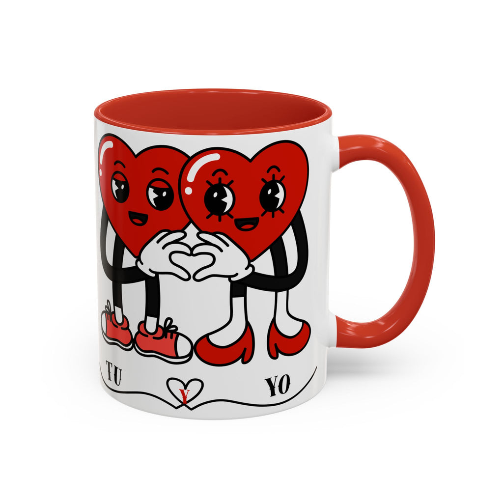 Valentine Heart Couple Coffee Mug – "Tu y Yo" Cute Romantic Accent Mug