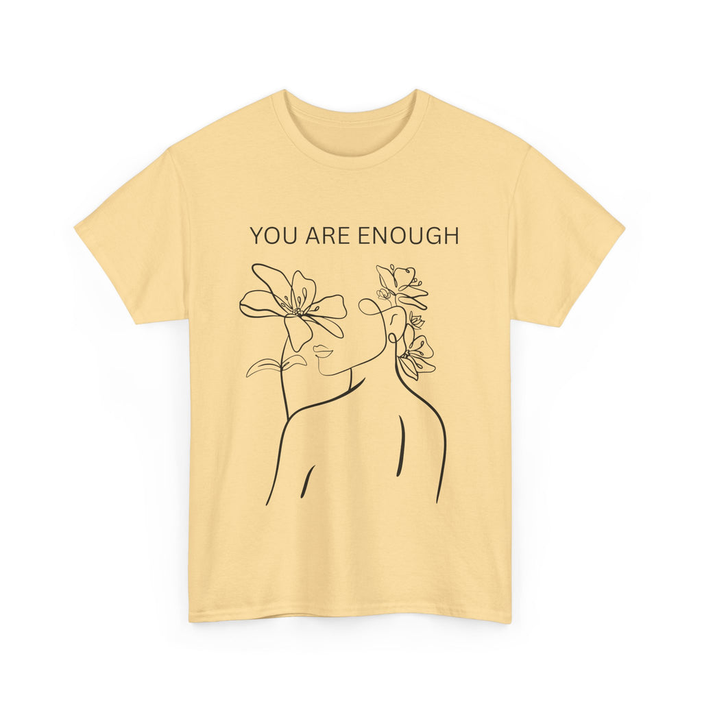 Inspirational Floral Tee, Unisex Heavy Cotton T-Shirt with 'You Are Enough' Design, Motivational Gift, Self-Love Apparel, Positive [...]