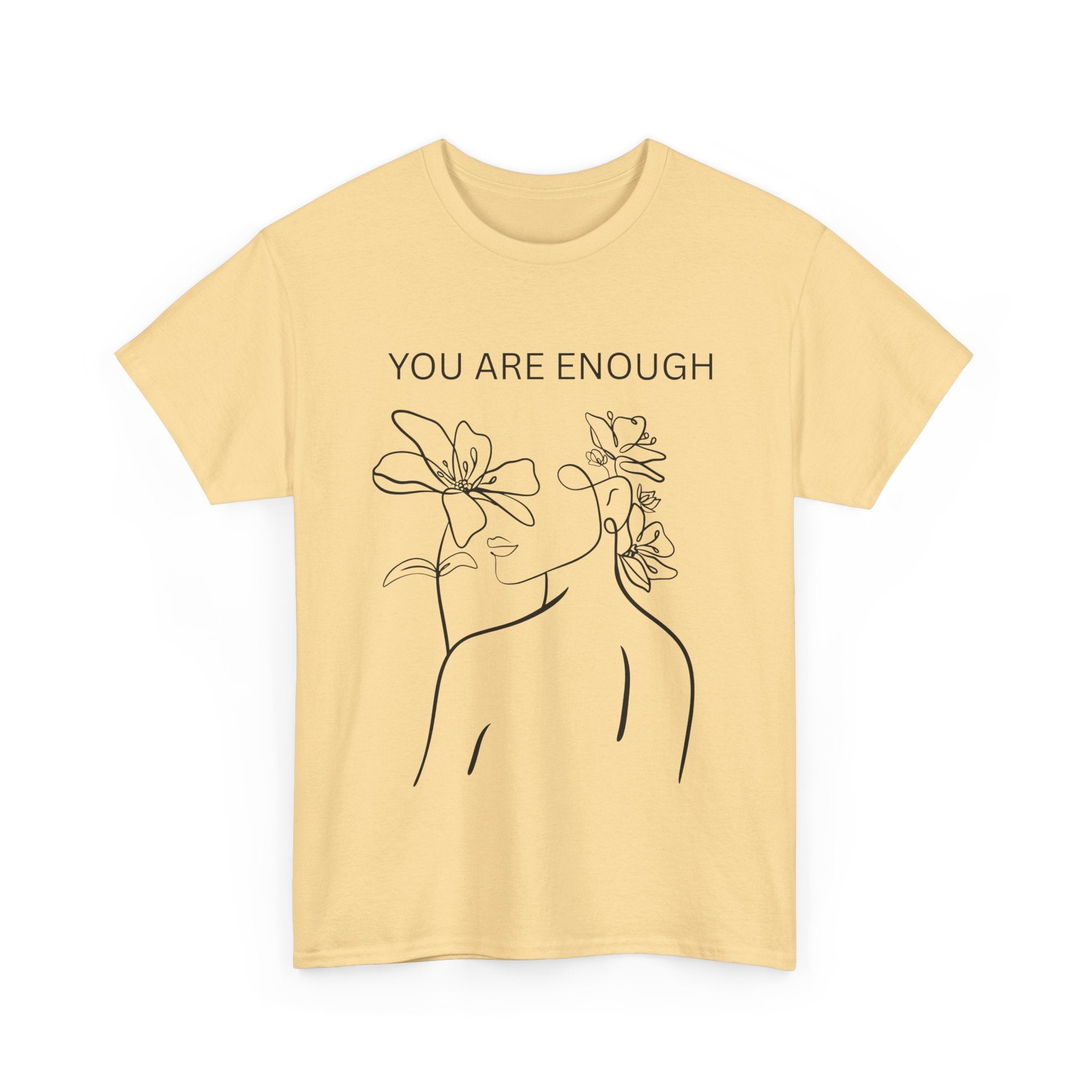 Inspirational Floral Tee, Unisex Heavy Cotton T-Shirt with 'You Are Enough' Design, Motivational Gift, Self-Love Apparel, Positive [...]