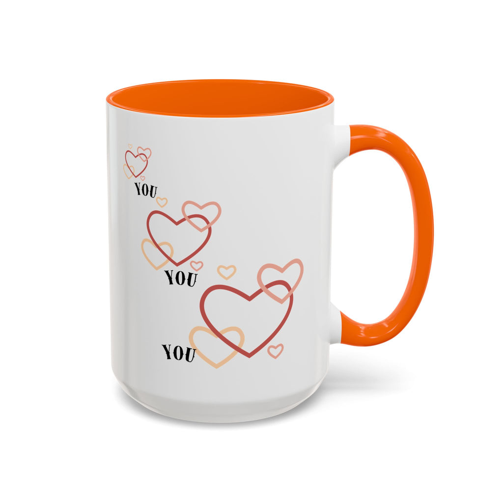 Love You Accent Coffee Mug, Valentine's Day Gift, Heart Mug, Cute Coffee Cup, Romantic Beverage Container