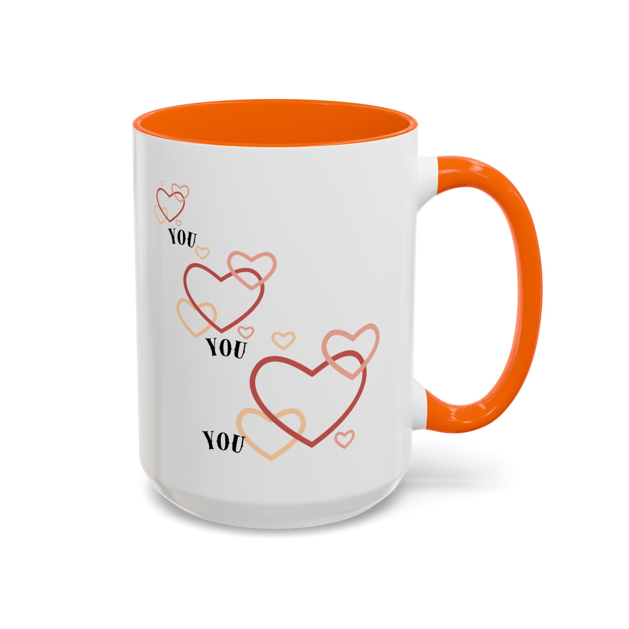 Love You Accent Coffee Mug, Valentine's Day Gift, Heart Mug, Cute Coffee Cup, Romantic Beverage Container